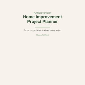 Home Improvement Project Planner Printable | Renovation Budget Tracker | Contractor Bid Comparison | US Letter PDF