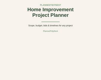 Planificateur de projet de rénovation à imprimer | Suivi du budget de rénovation | Comparateur de devis d'entrepreneurs | Format PDF US Letter
