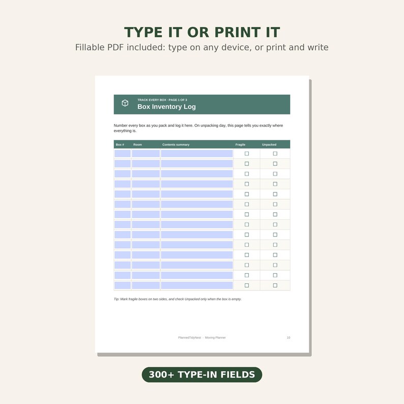 Ultimate Moving Planner | Fillable & Printable | 8-Week Moving Checklist Binder with Box Inventory and Address Change Logs | Letter + A4 immagine 6
