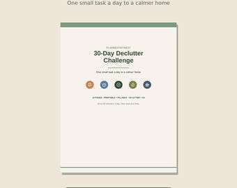 30-Day Declutter Challenge | Fillable & Printable Declutter Checklist, Donation and Sell Trackers | Room by Room | Letter + A4