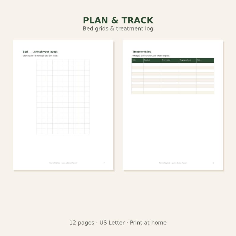 Lawn and Garden Planner Printable | Planting Log | Garden Bed Planner | Watering Schedule | Harvest Tracker | US Letter PDF image 3