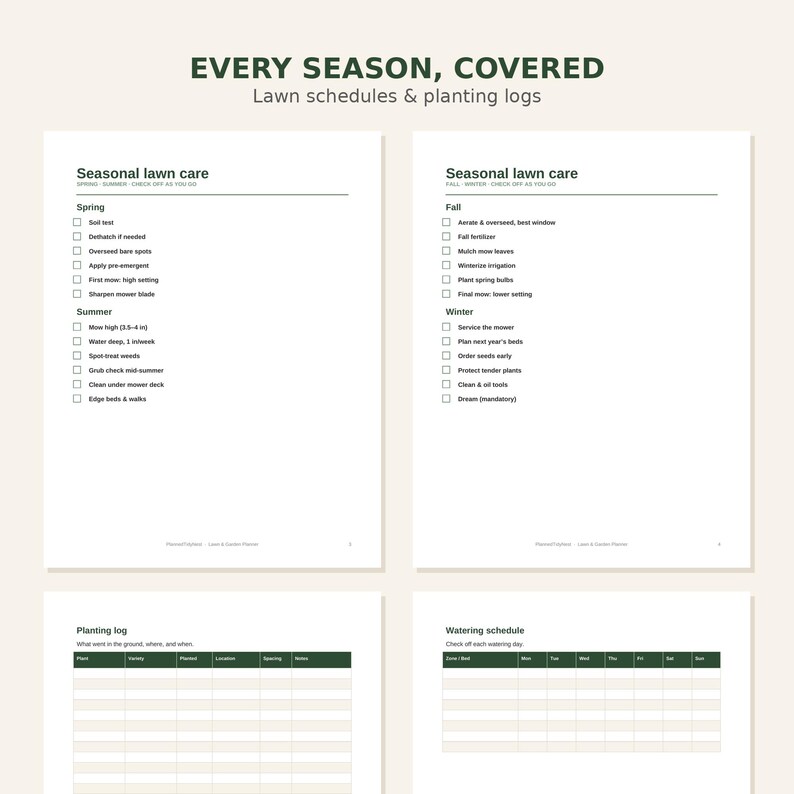 Lawn and Garden Planner Printable | Planting Log | Garden Bed Planner | Watering Schedule | Harvest Tracker | US Letter PDF image 2