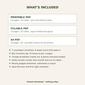 Ultimate Moving Planner | Fillable & Printable | 8-Week Moving Checklist Binder with Box Inventory and Address Change Logs | Letter + A4 immagine 3