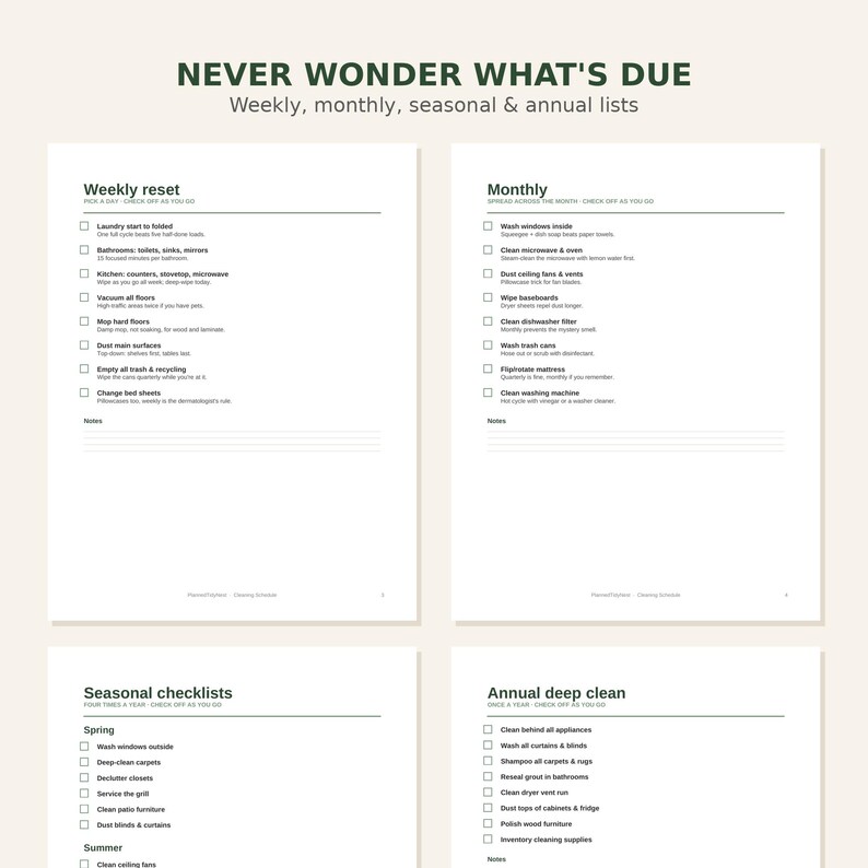 Printbaar schoonmaakschema | Wekelijkse en maandelijkse schoonmaakchecklist | Planner voor grondige schoonmaak | Huishoudelijke takenplanner | PDF (US Letter-formaat) afbeelding 2