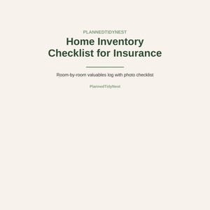Home Inventory Checklist Printable | Room by Room Valuables Log for Insurance | Household Property Organizer | US Letter PDF