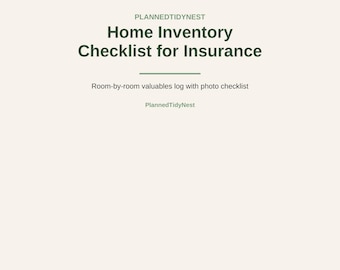 Home Inventory Checklist Printable | Room by Room Valuables Log for Insurance | Household Property Organizer | US Letter PDF