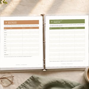 Thanksgiving Hosting Planner | Fillable & Printable Menu, Guest List, Grocery List, Cooking Timeline, Turkey Chart | Letter + A4 image 2