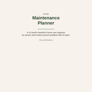 Home Maintenance Planner Printable | 12 Month House Checklist | New Homeowner Gift | Seasonal Home Care Organizer Binder | US Letter PDF image 1