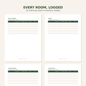 Home Inventory Checklist Printable | Room by Room Valuables Log for Insurance | Household Property Organizer | US Letter PDF image 2