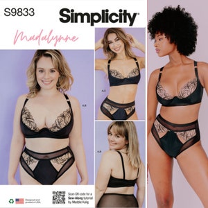 Underwire Bra Pattern, Madalynne X Simplicity 9833 Sewing Pattern, Monowire Bra Pattern, Bra Sewing Pattern by Madalynne and Simplicity