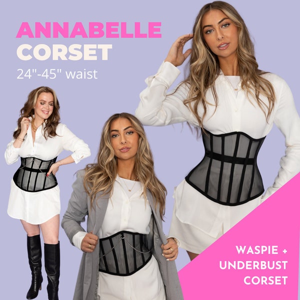 Corset Pattern - Annabelle Waspie and Underbust Corset, Mesh Corset, Corsetcore, Corset Pattern PDF, Black Corset, Sheer corset