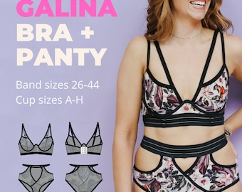 BRA PATTERN - Galina Bra and Panty, Bra Pattern, Bra Sewing Pattern, Plus Size Bra Sewing Pattern, Monowire Sewing Pattern, Lingerie Pattern