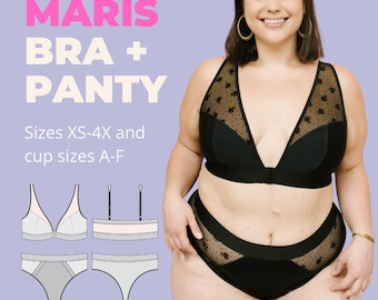 Maris Bralette Sewing Pattern, Plus Size Bra Pattern (XS-4XL)