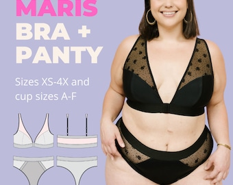 BRA PATTERN Maris Bralette Pattern, Bra Pattern, Bralette Pattern, Plus Size Bralette Sewing Pattern