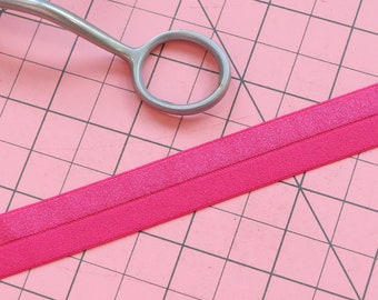 1YD 3/8" (11MM) Hot Pink Fold Over Bra making Elastic, Bra making supplies, Elastic for lingerie sewing