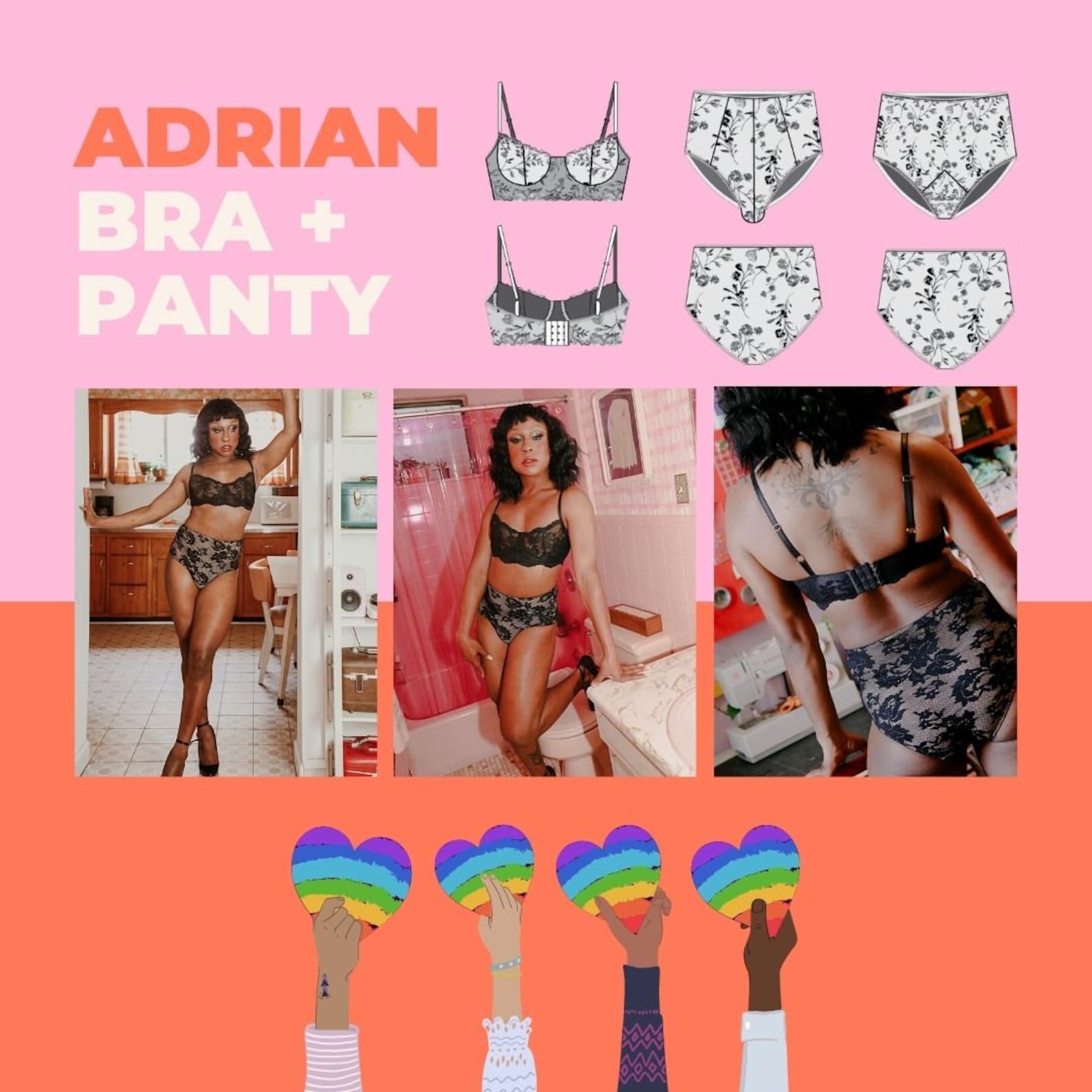 Adrian Transgender Lingerie Bra Sewing Pattern, Transgender Bra, Trans