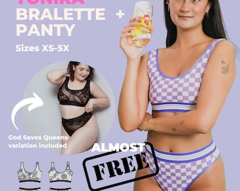 Tonika Bralette and Panty Sewing Pattern, Plus Size XS-5XL (PDF Pattern)