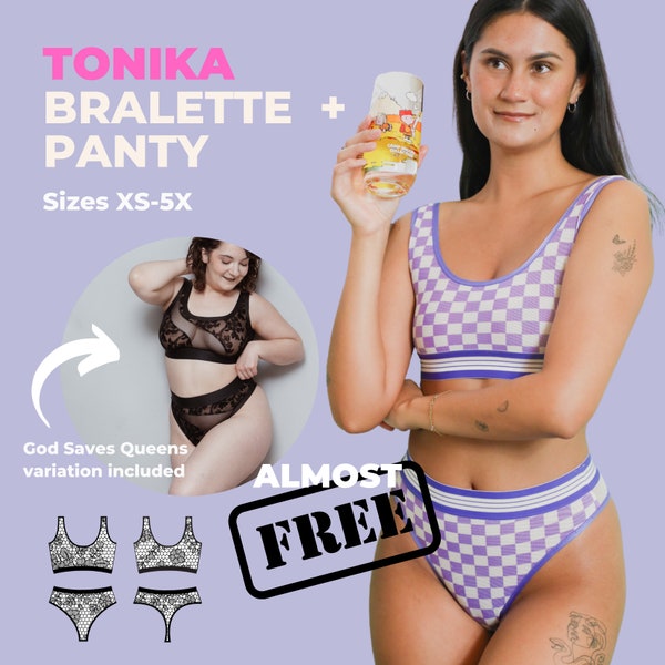 Tonika Bralette Pattern et Panty Pattern, Bra Pattern, Plus Size Bra Pattern, Lingerie Sewing Pattern, Bralette Sewing Pattern, Bralette