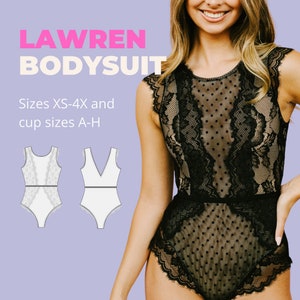 Lawren Sewing Pattern, Bodysuit Pattern, Bodysuit Pattern for Sewing, Plus Size Bodysuit Sewing Pattern