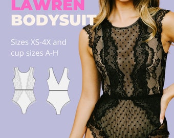 Lawren Sewing Pattern, Bodysuit Pattern, Bodysuit Pattern for Sewing, Plus Size Bodysuit Sewing Pattern