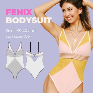 Fenix *PRINTED* Sewing Pattern, Bodysuit Pattern, Plus Size Bodysuit Sewing Pattern, Bodysuit Sewing Pattern, Lingerie Sewing Pattern