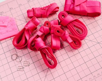 Kit de garnitures rose chaud pour la couture de lingerie, la fabrication de soutien-gorge élastique, les fournitures de fabrication de soutien-gorge, l’élastique pour la couture de lingerie