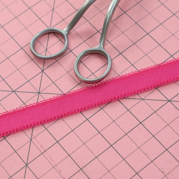 1YD 3/4" (18MM) Hot Pink Picot Shiny Shoulder Strap Bra making Elastic, Bra making supplies, Elastic for lingerie sewing