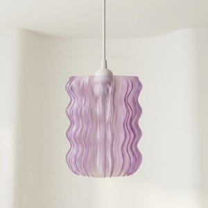 Suspension paramétrique imprimée en 3D LILIUM, plafonnier ondulé lilas (E27)