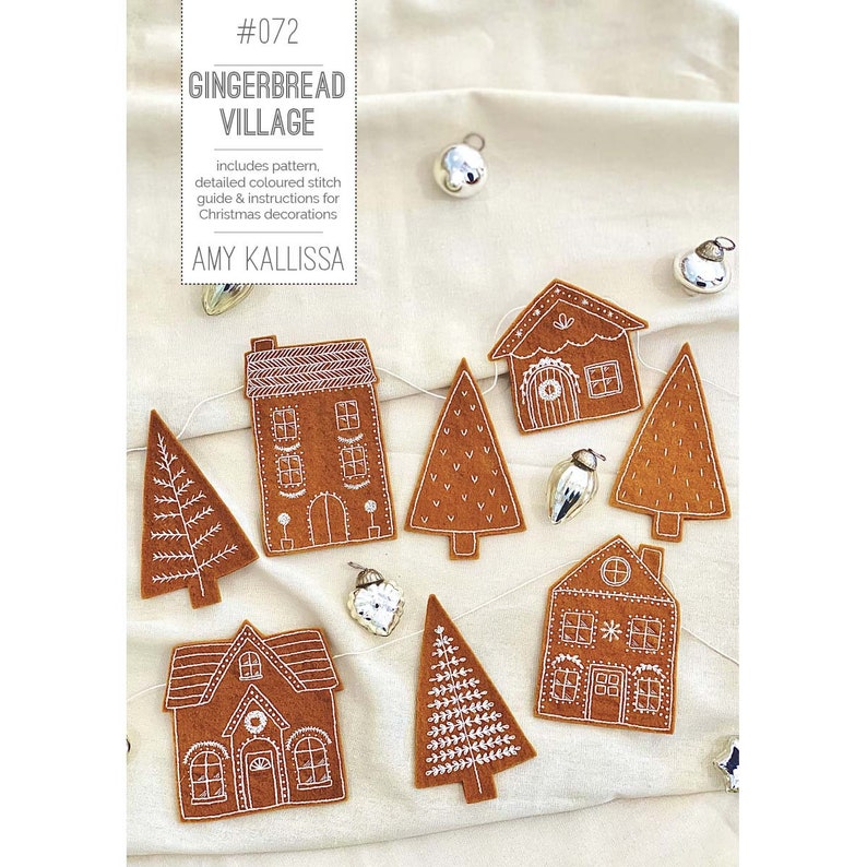 Gingerbread Village Felt Decoration Pattern PDF Download image 1