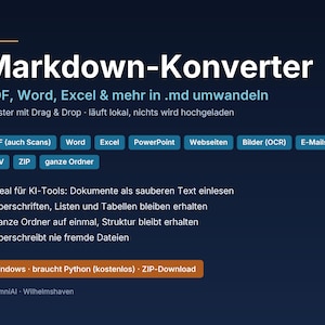 Markdown converter for Windows | Convert PDF, Word, Excel, PowerPoint, and websites to .md | Drag & Drop | Prepare AI documents | Python tool