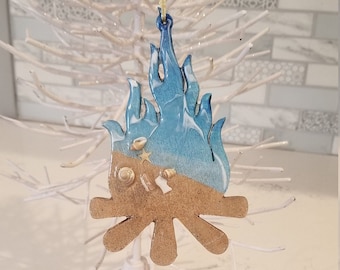 Lagerfeuer Ornament, Weihnachtsbaum Ornament, Strand Haus Dekor, personalisierte Strand Ornament, einzigartige Ornament, Strand-Liebhaber-Ornament, Strand-Kunst
