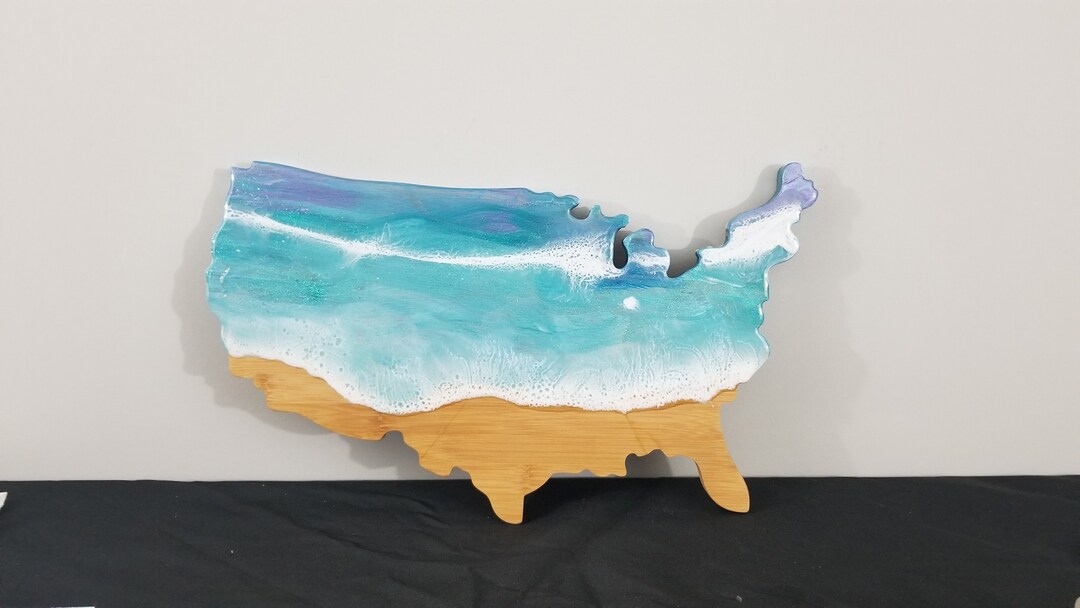 USA Resined Wall Decor, USA Map, Resin Decor, Resin Wall Art , Coastal