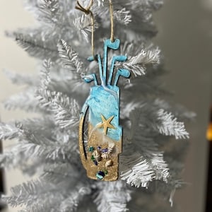Golf Ornament,Christmas Tree Ornament,Beach House Decor,Personalized Beach Ornament,Unique Ornament,Beach Lover Ornament,Beach Art