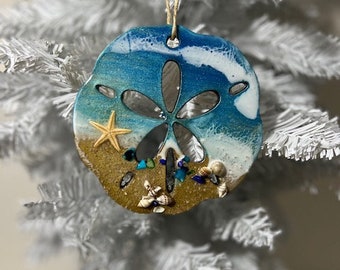 Sanddollar Ornament,Christmas Tree Ornament,Beach House Decor,Personalized Beach Ornament,Unique Ornament,Beach Lover Ornament,Beach Art