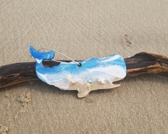 Sperm Whale  Ornament,Christmas Tree Ornament,Beach House Decor,Personalized Beach Ornament,Unique Ornament,Beach Lover Ornament,Beach Art