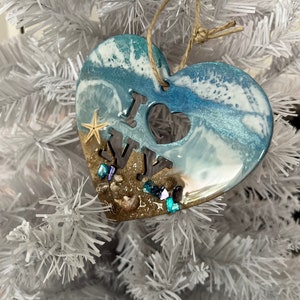 I Love NY Ornament,Christmas Tree Ornament,Beach House Decor,Personalized Beach Ornament,Unique Ornament,Beach Lover Ornament,Beach Art