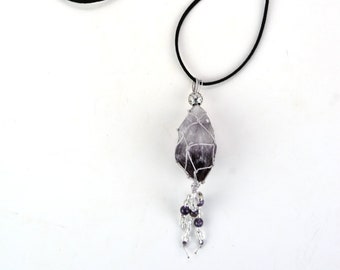Amethyst Macrame Vegan Faux Suede Necklace