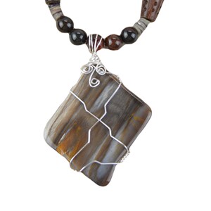Petrified Wood Vegan Suede Necklace