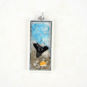 Lemon Shark Tooth in Resin Pendant Necklace