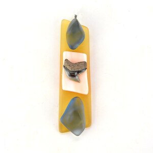 Tiger Shark Tooth & Sea Glass Pendant Necklace
