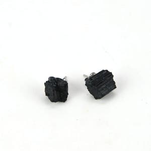 Rough Black Tourmaline Post Earrings