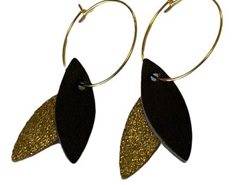 Black Buzy earrings / Doree - leather