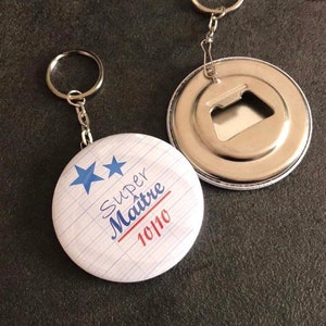 Sleutelhanger - Gepersonaliseerde badge "Superleraar" - Cadeau voor leraren - Eindejaar - Aangepaste bestelling