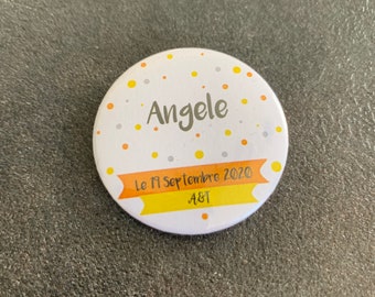 Personalized badge - funeral girl's life - wedding