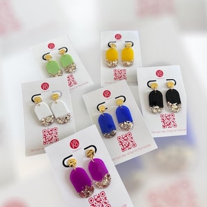 Pendientes cápsula con purpurina de colores – Joyería de resina hecha a mano – Hechos a mano en Normandía – Regalo para mujer