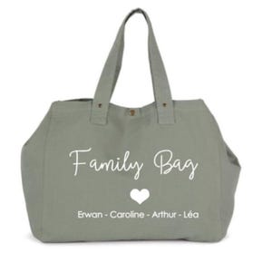 Sac Maxi Cabas coton personnalisable - Family Bag - Cadeau famille, maman, naissance, Noël
