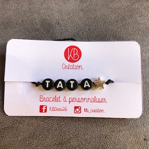 Pulsera de letras personalizable - blanco o negro