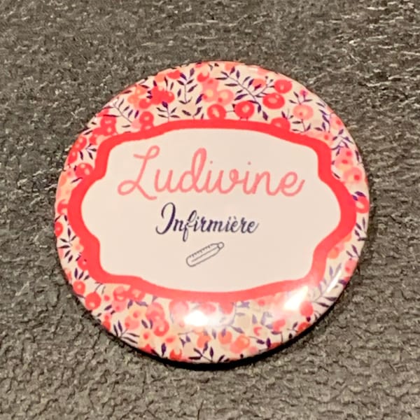 Badge personnalisé - Infirmière - Aide Soignante - Liberty Betsy Rose  - Commande Personnalisée