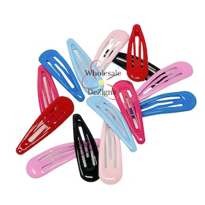 Colored Snap Clip Alligator Hair Clips 40mm 1 7/8&quot;  Black Light Pink Blue Red Hair Supplies Supply Metal Clips Fits Our Plastic Shakers