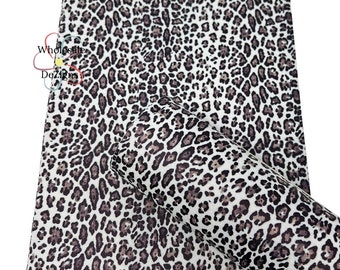 Leopard Print Faux Leather Sheet Cheetah Black Gray Animal Print Snow Synthetic Sheets 8" x 13" Fabric DIY Bows Craft Material